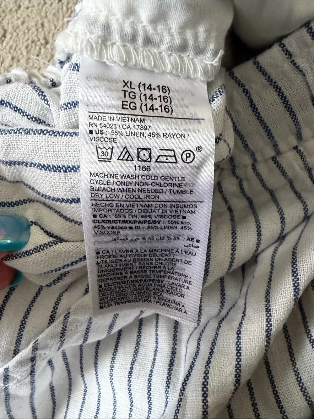 Old Navy White and Navy Striped Drawstring Shorts